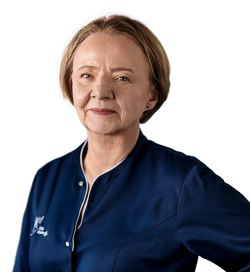 Dr Piliszek Bożenna -anestezjolog - w fartuchu Kliniki Flebologii.